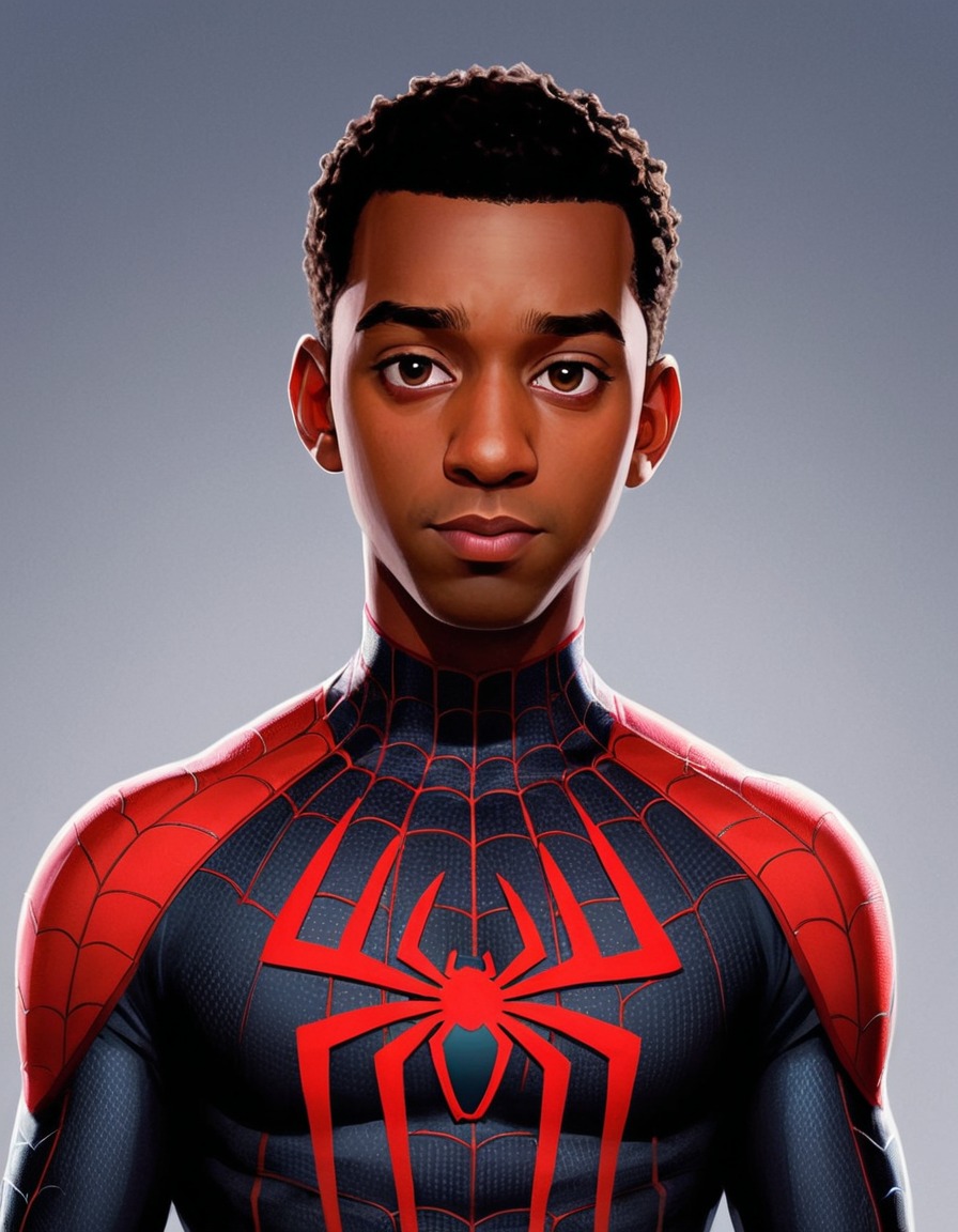 miles morales, spider-man, digital art, fan art, into the spider-verse, superhero, movies