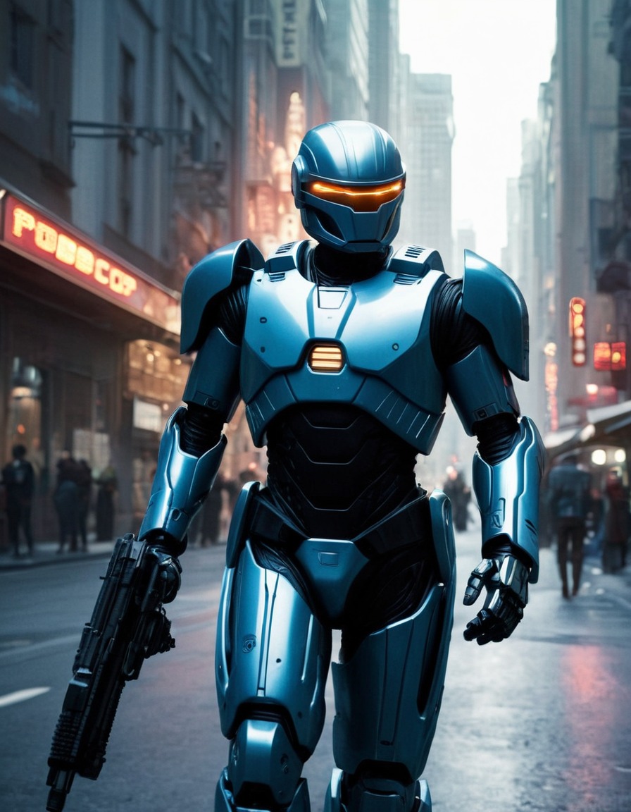 futuristic, city, robocop, patrol, technology, robots, games, movies