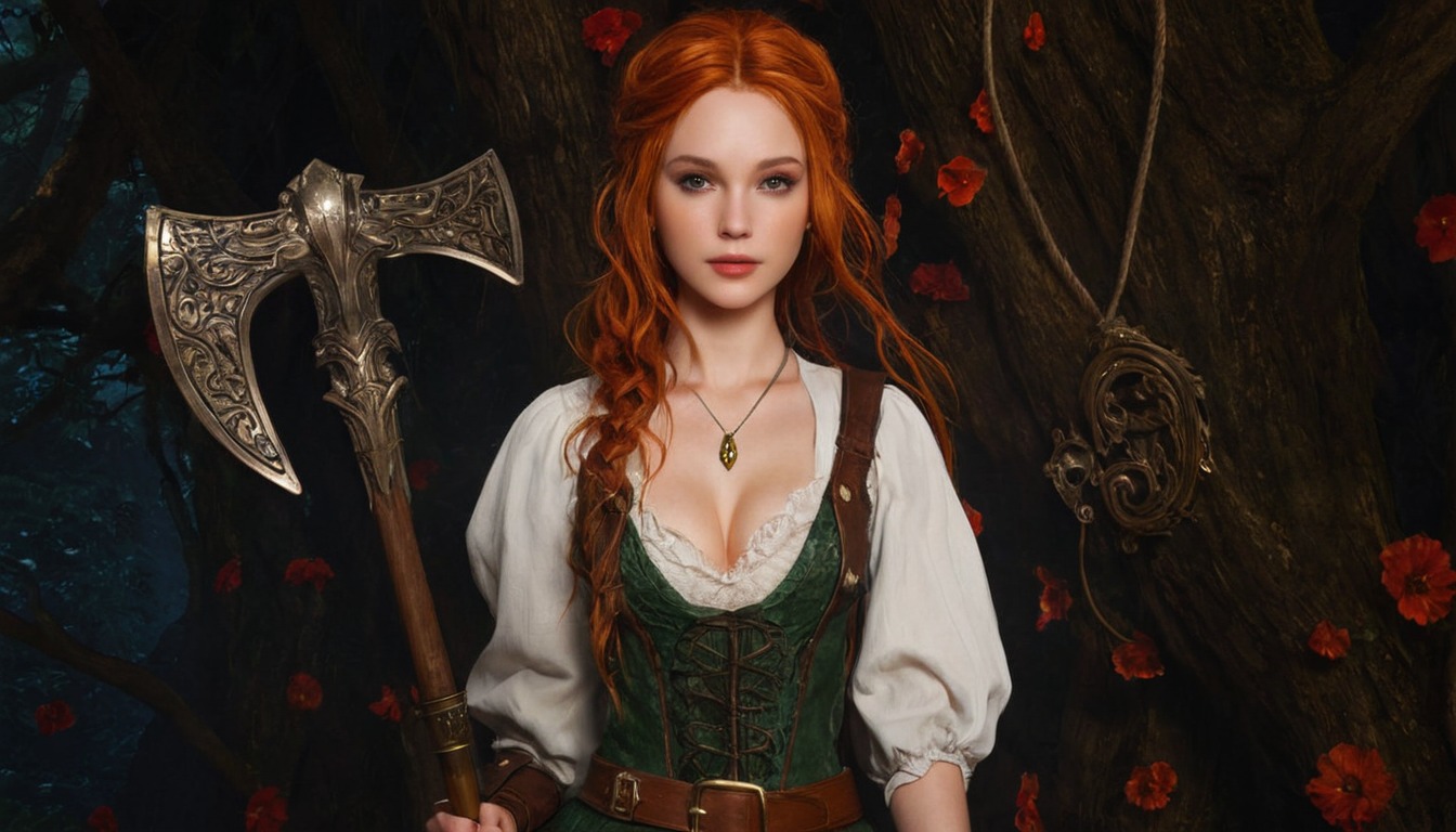 digitalart, characterdesign, videogamefanart, warrior, fantasyart, fantasycharacter, redhair, elf, fanart, portrait, magic, digitalpainting, beauty, pixelart, medieval, dailydeviation, digitalartwork, dnd, dungeonsanddragons, fantasy, flowers, medievalfantasy, redhairedgirl, warhammer, dailyart, frecklesgirl, midjourney, synthography