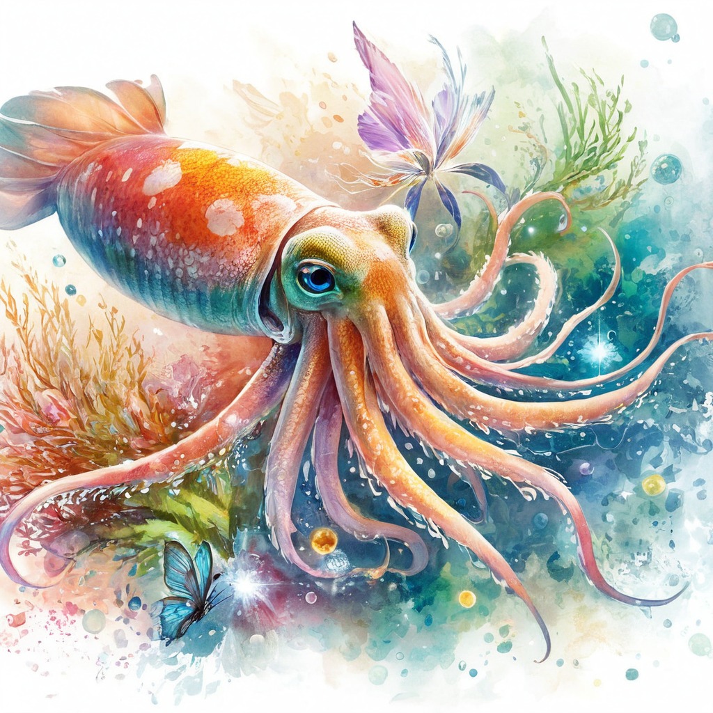 animal, sea, copilot, coralreef, dalle3, squid, aiart