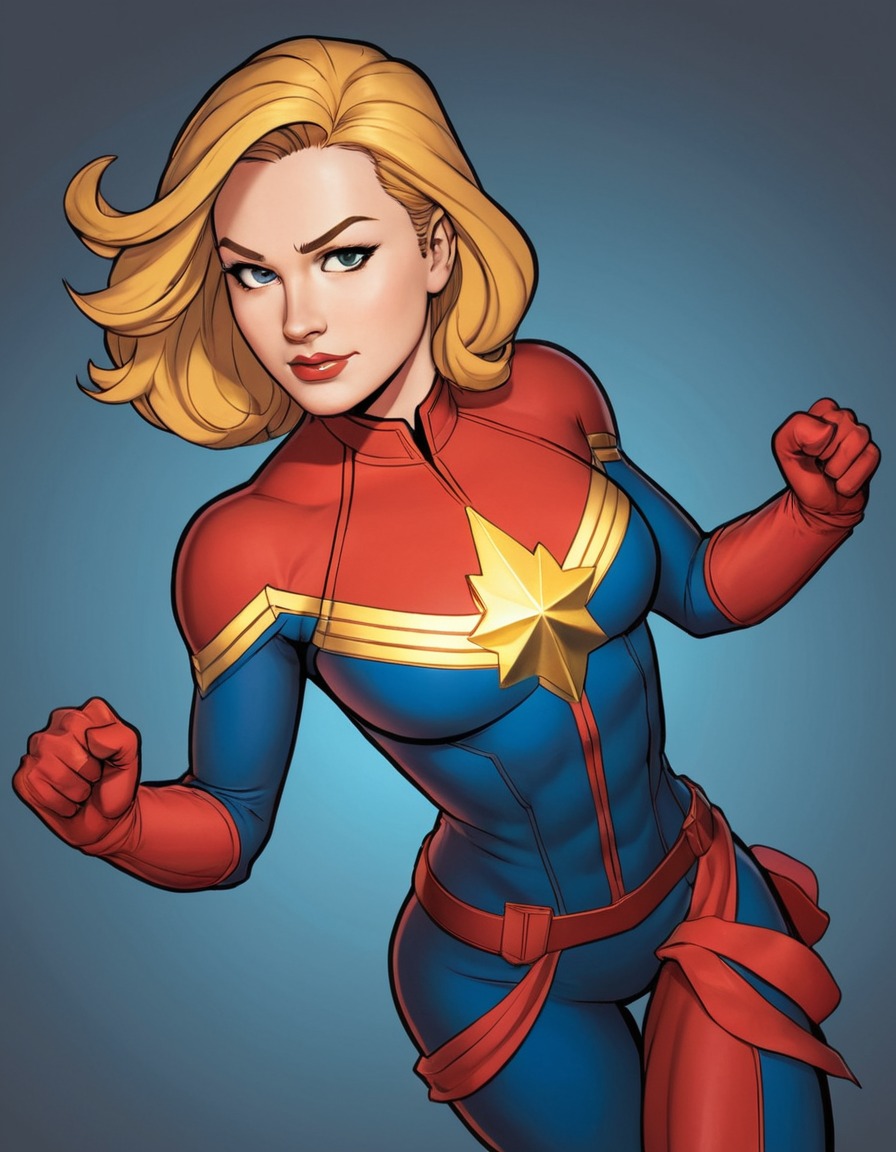 captain marvel, superhero, power, strength, female empowerment, sexy, painted