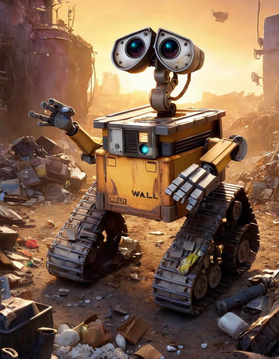 wall-e, post-apocalyptic, garbage, exploration, robot, dystopian, animation, robots, games, movies