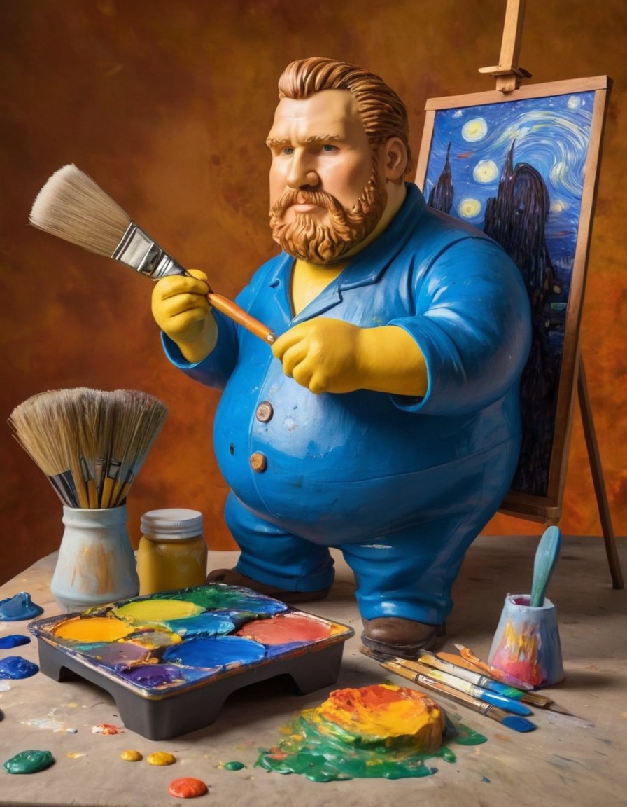 vincent van gogh, caricature, self-portrait, painting, art, humor, fat