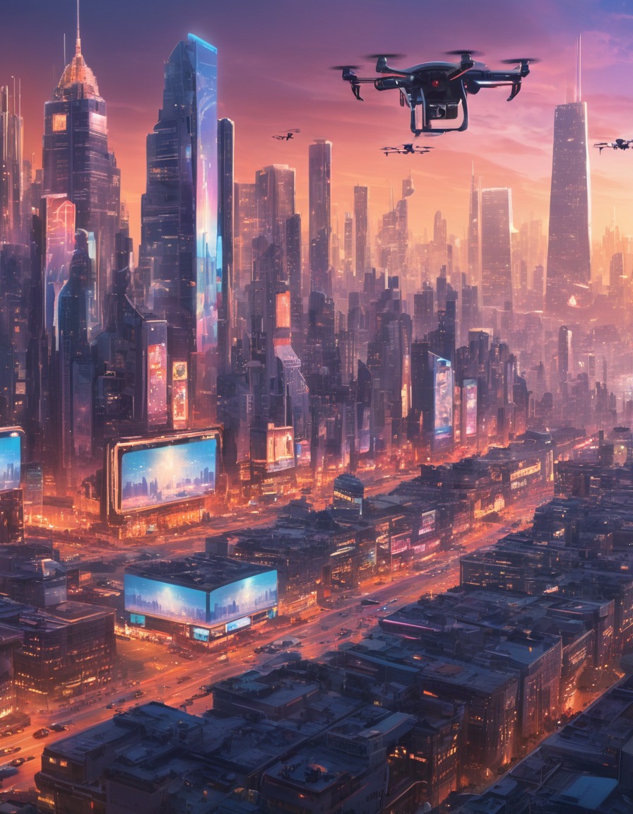 technology, futuristic, cityscape, skyline, urban