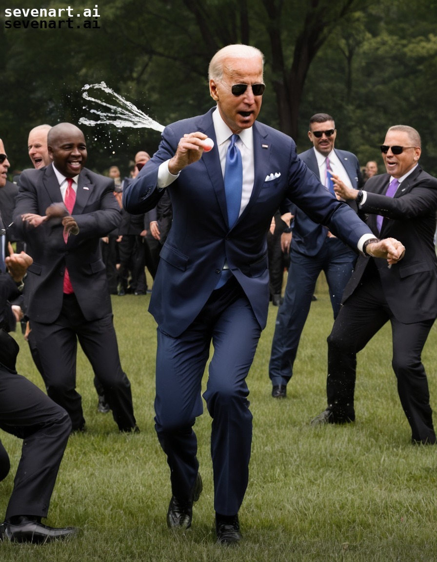 fun, playful, secret service, water balloon fight, joe biden, usa