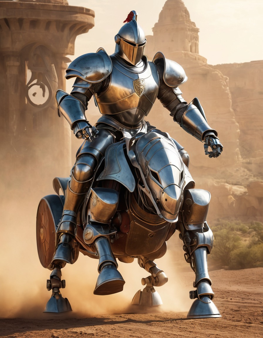 knight, robot, armor, technology, steed, medieval, art