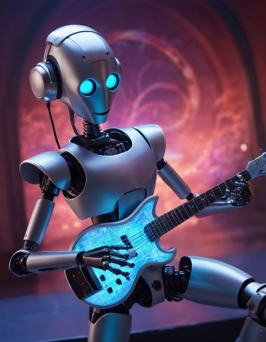 robot, musician, holographic, futuristic, technology, music, robots