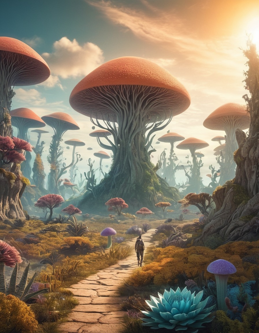 surreal, landscape, strange plants, alien world, extraterrestrial, aliens