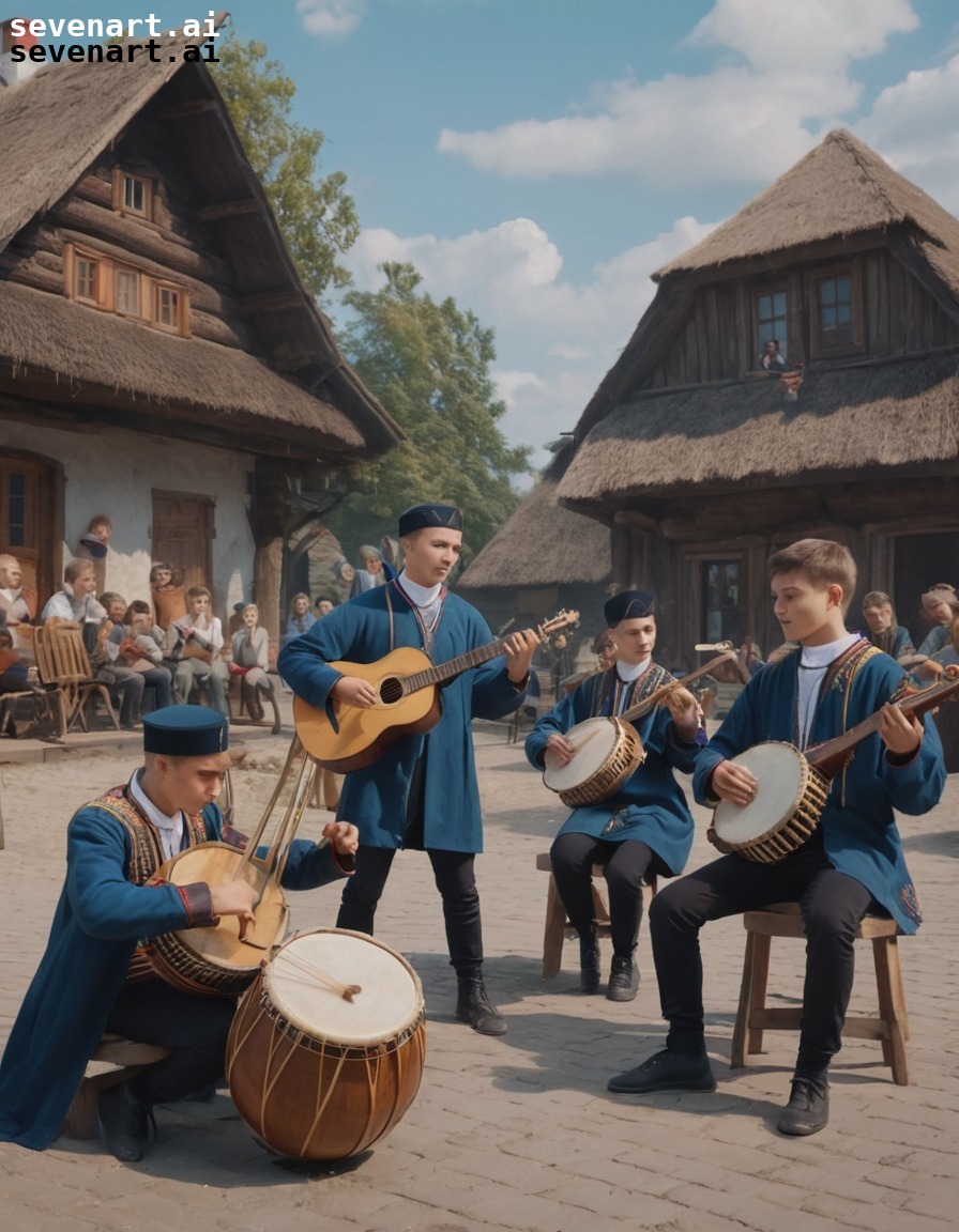 ukrainian culture, traditional music, youth, village life, community, ukraine, ukrainians