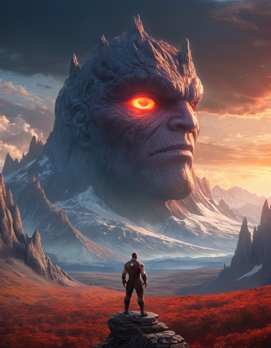 fantasy, epic, landscape, cyclops, mountains