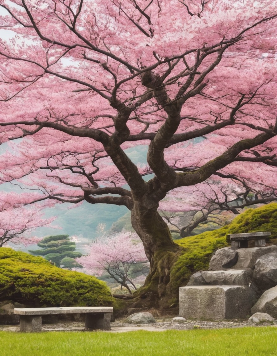 nature, cherry blossom, tree, japanese garden, tranquility