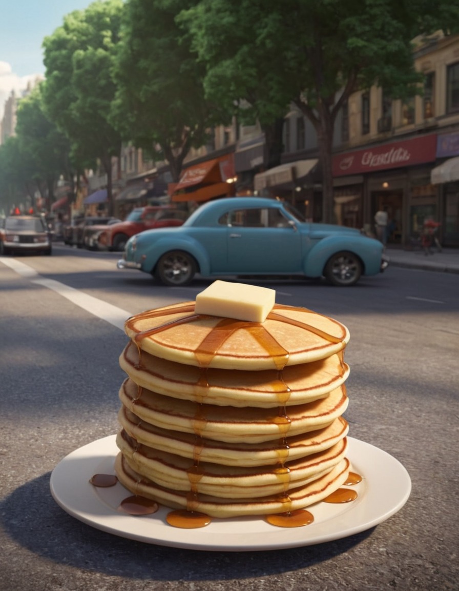 pancakes, street, food, giant, unusual, public display, surprise