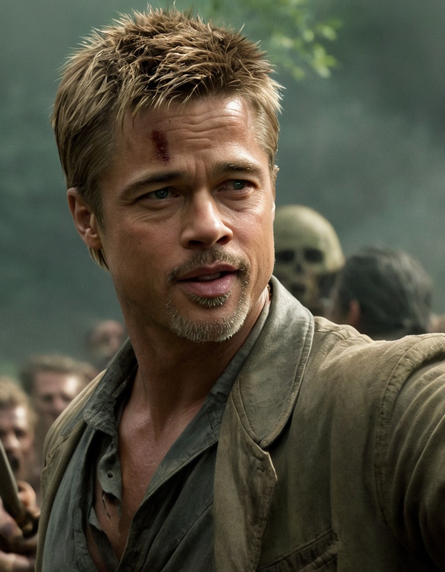 brad pitt, zombie, action, fight scene, celebrity, undead, hollywood