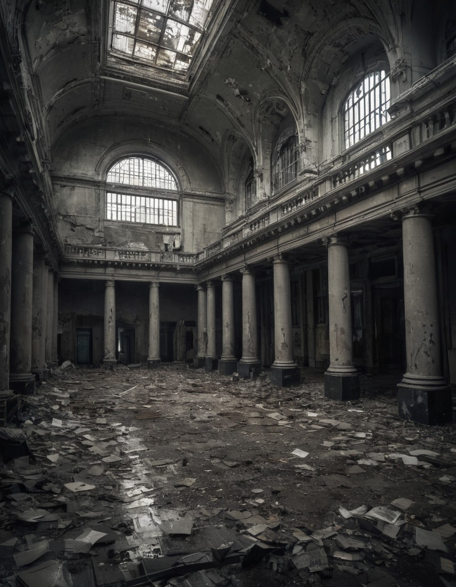 post office, abandoned building, urban decay, cityscape, city life