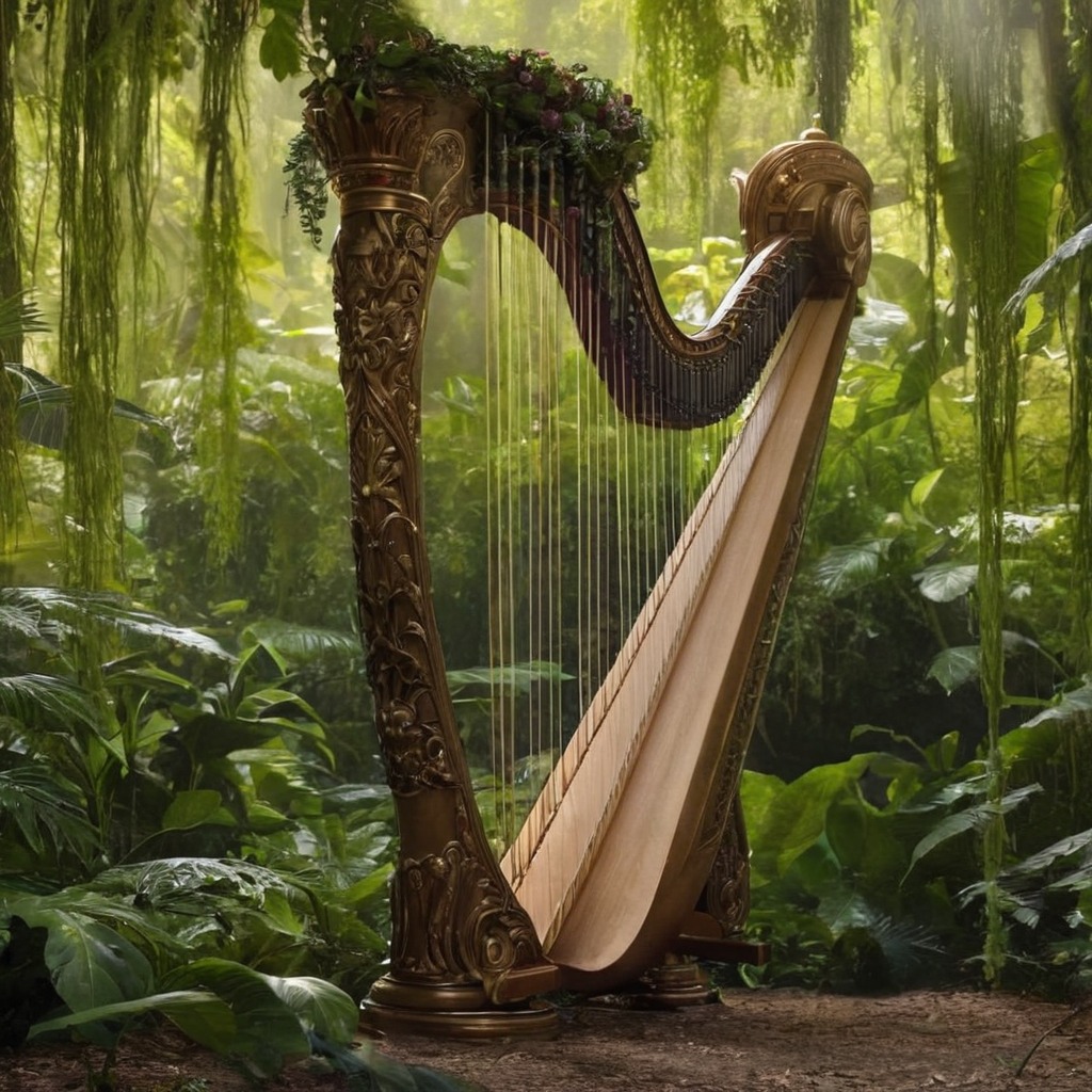 photography, forest, dreamup, harp, vines, dailychallenge, ai_art, ai_generated, ai_generated_art, ai_artwork, ai_image, ai_generatedart, dreamupcreation, ai_generated_artwork