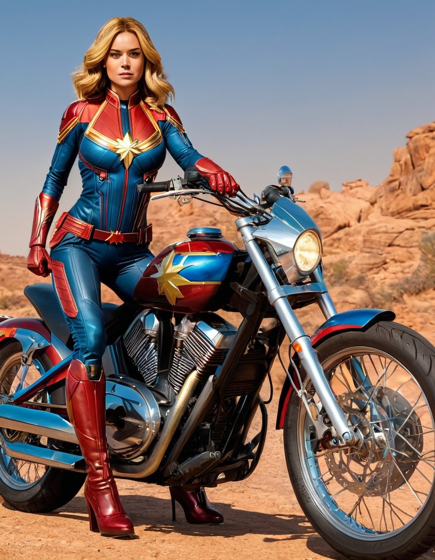 bike, captain marvel, marvel comics, superhero, motorcycle, carol danvers