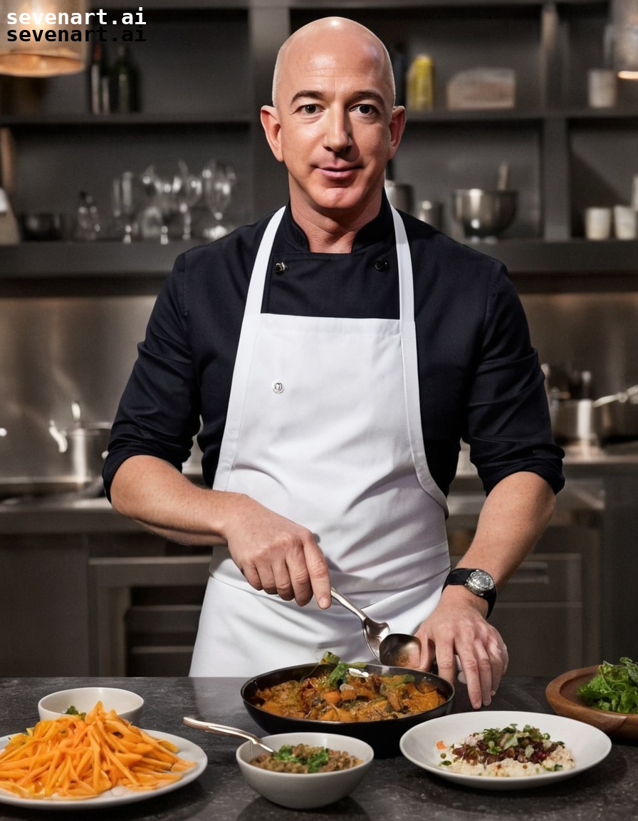 jeff bezos, chef, cooking show, gourmet meal, amazon