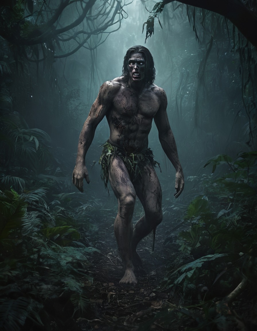 tarzan, zombie, dark, jungle