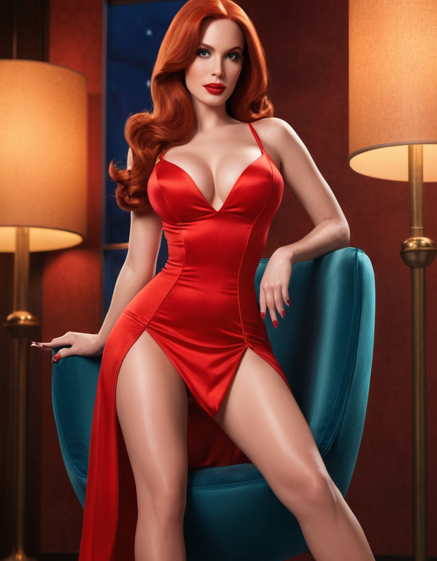 jessica rabbit, seductive, red dress, long legs