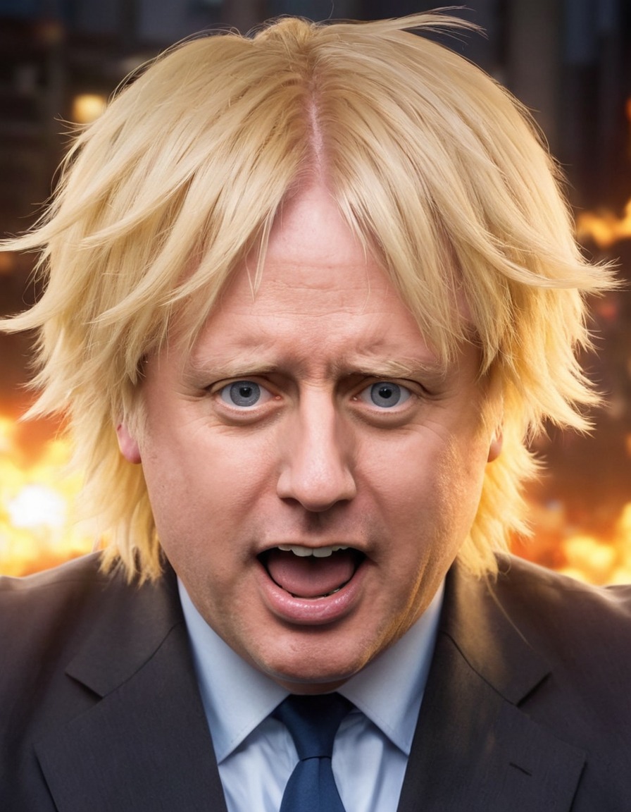 anime, boris johnson, character design, exaggerated features, british politics, politics