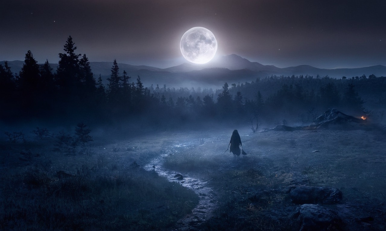 blue, mist, night, jakuszyce, forest, landscapescenery, michal, mierzejewski, moon, moonlight, mountains, nature, photography, river, werol, woods, izery