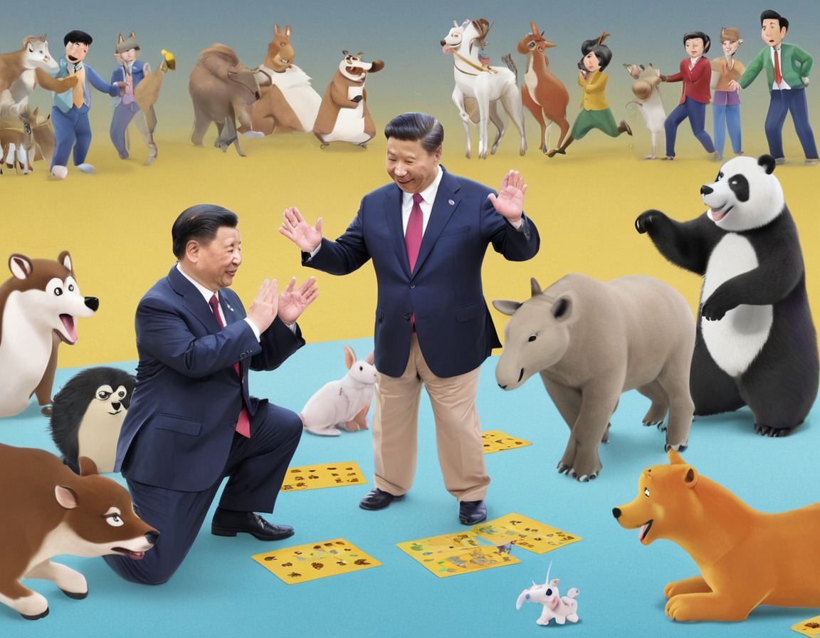 xi jinping, animals, game, charades, impersonation, china