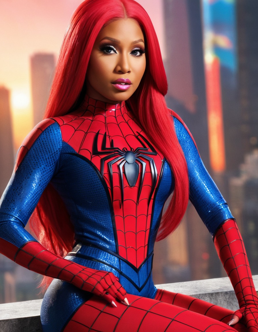 nicki minaj, spiderman, transformation, music artist, rapper, superhero, celebrity