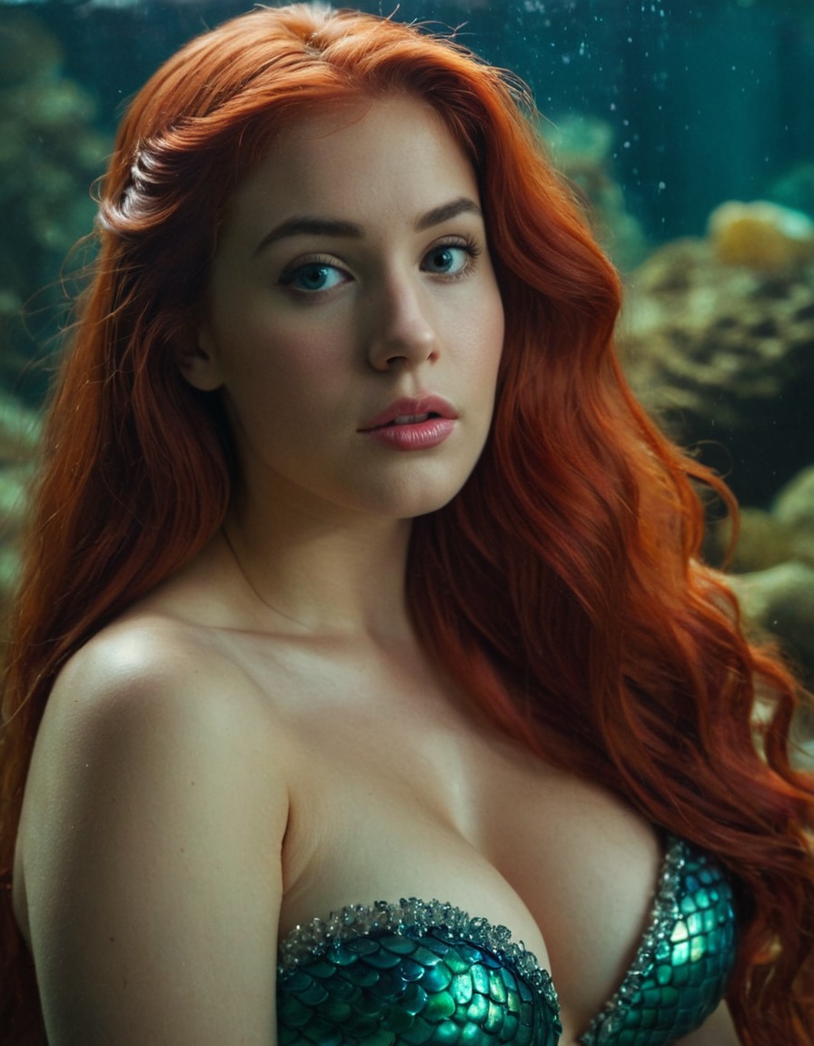 ariel (the little mermaid), disney princess, mermaid, fantasy, underwater, beauty, transformation