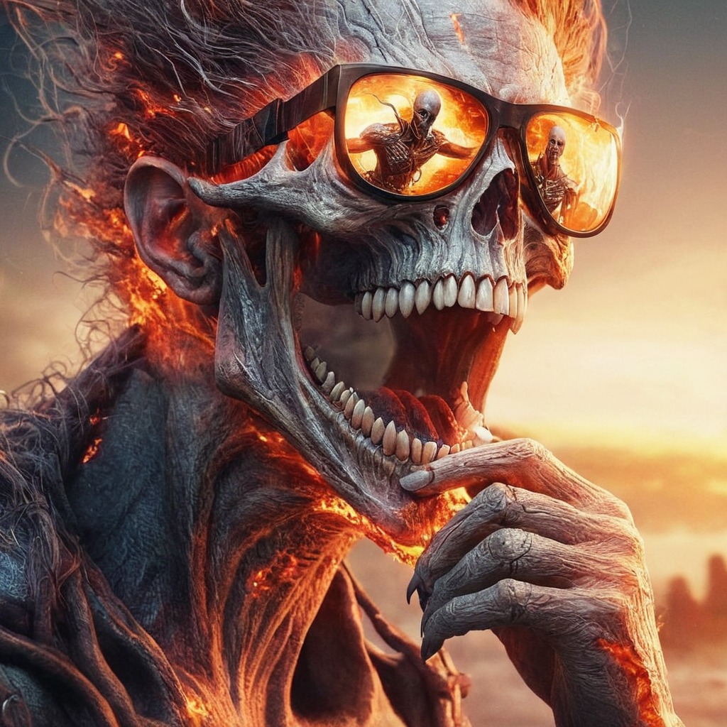 digitalart, horror, skull, characterdesign, fantasyart, wallpaper, surreal, photomanipulation, sunglasses, gigglingghosts