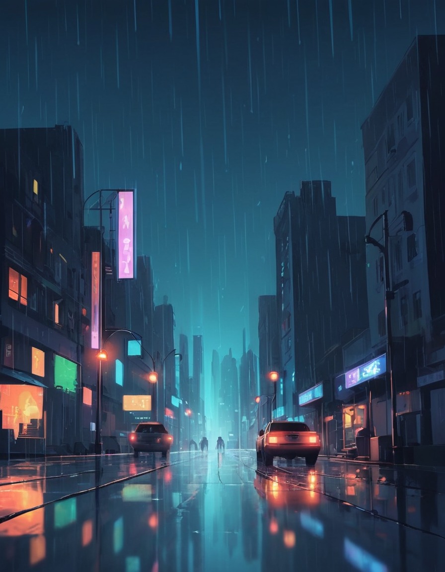 cityscape, rainy, lights, urban landscape