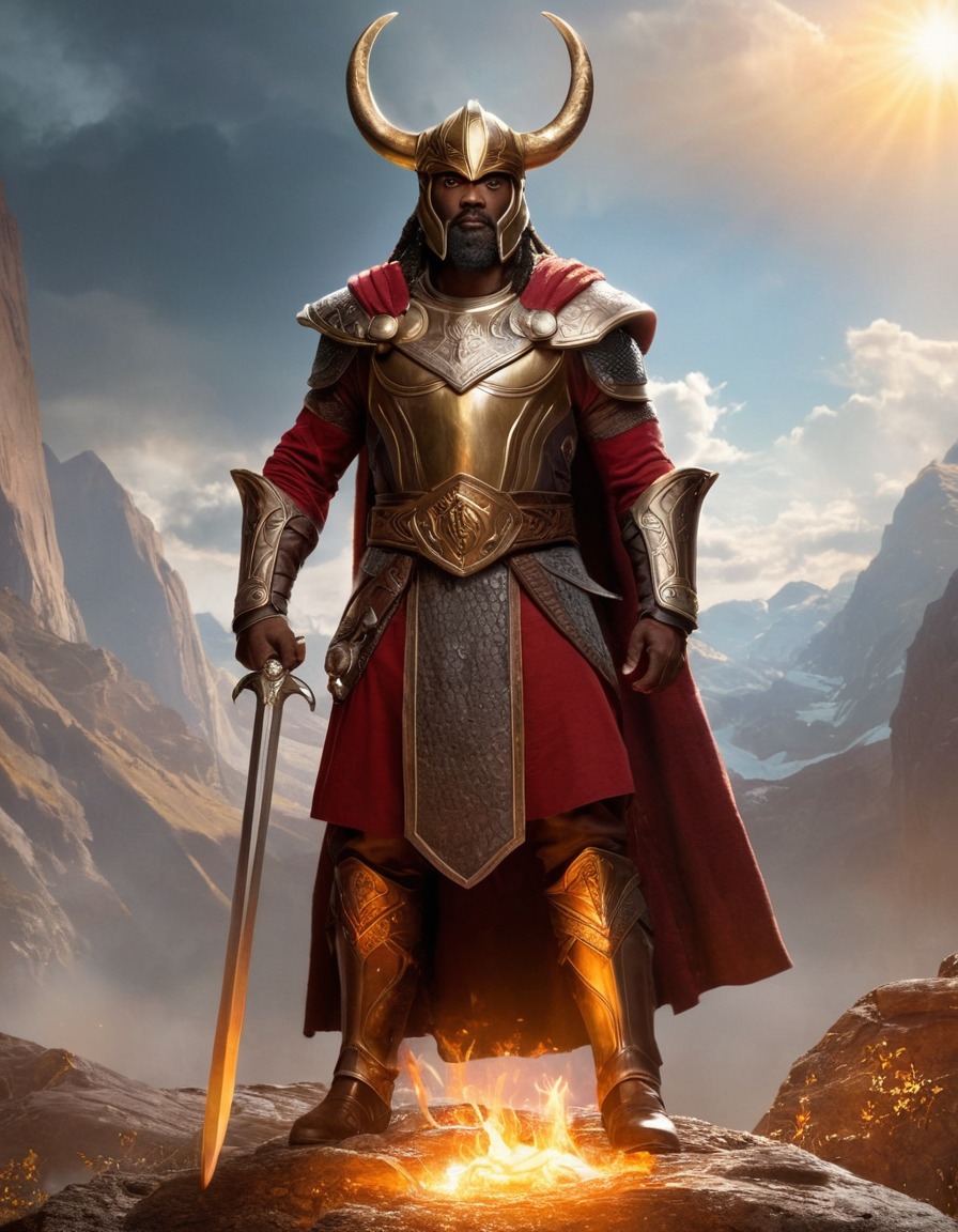 norse mythology, heimdall, epic, god, battle, legend, mythological scene