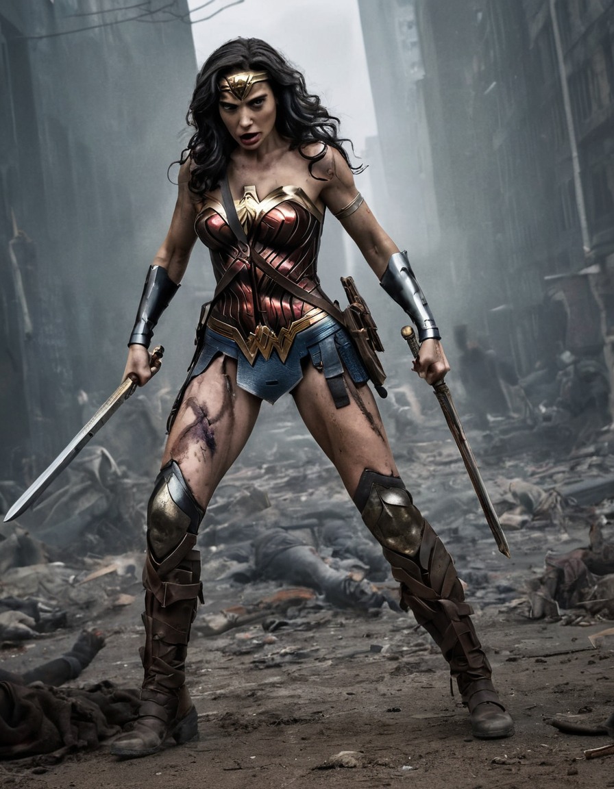 wonder woman, zombie, warrior, post-apocalyptic, dc comics