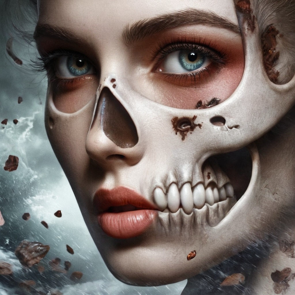 digitalart, portrait, beauty, horror, skull, fantasyart, digitalpainting, wallpaper, surreal, characterdesign, magic, spookyscaryskeletons