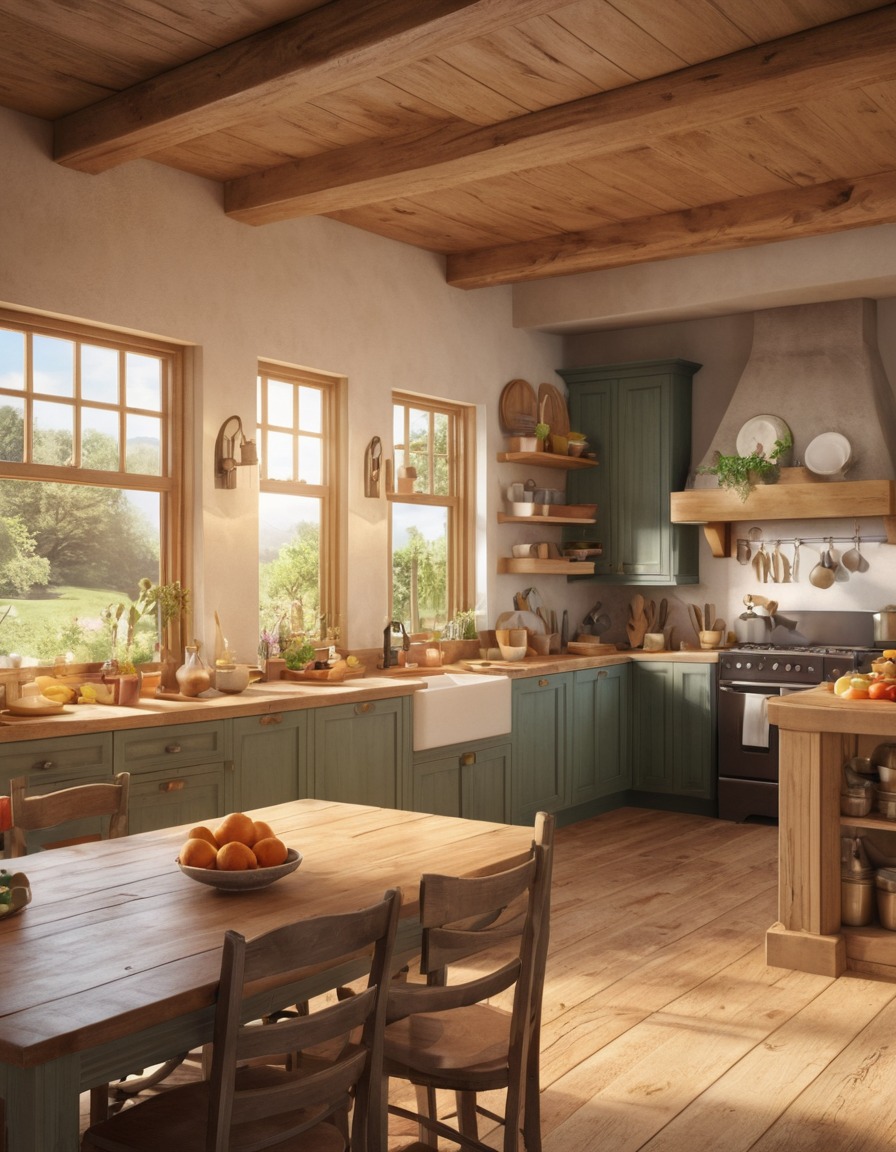 farmhouse, kitchen, cozy, activity