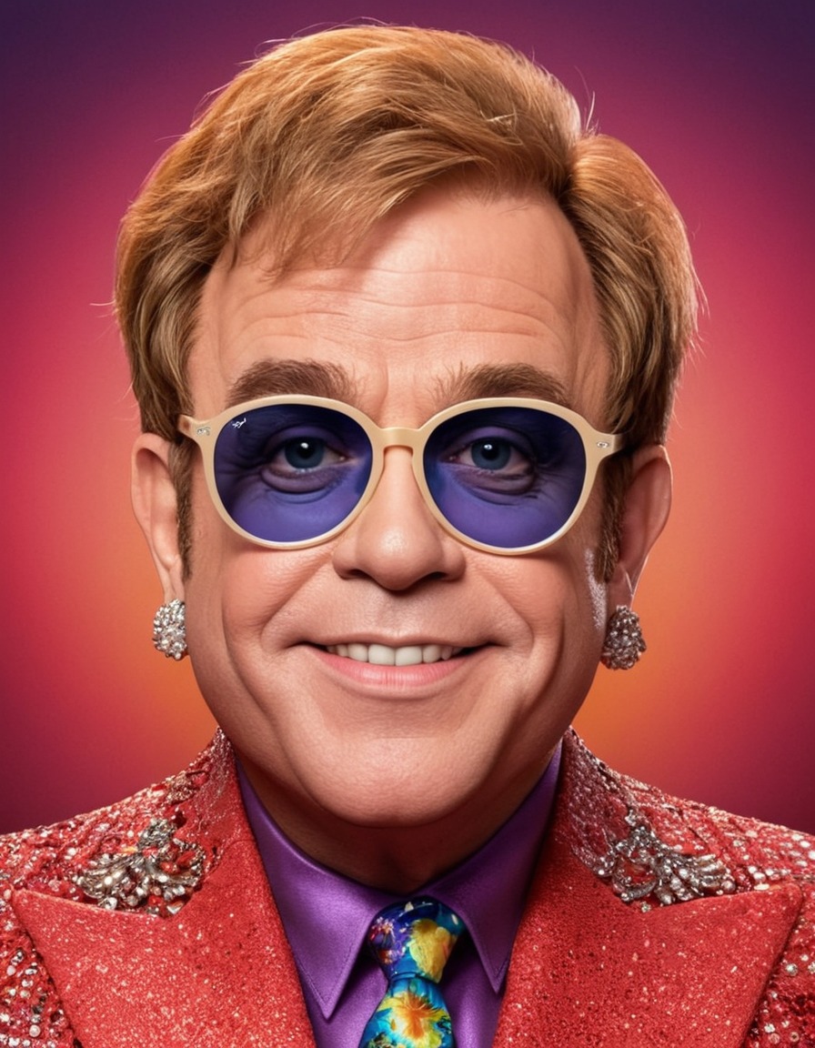 elton john, caricature, musician, piano player, singer, icon, humor