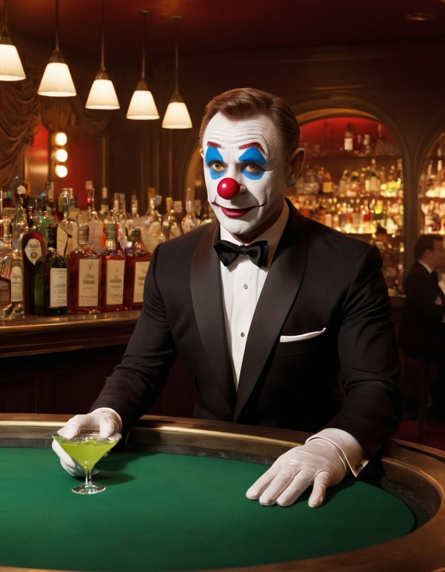 james bond, martini, clown, bar, adventure, books