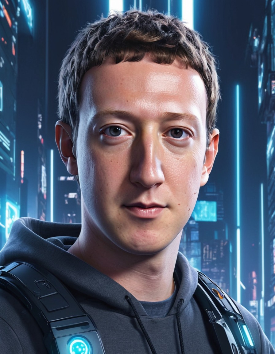 mark zuckerberg, cyberpunk, anime, futuristic, technology, sci-fi