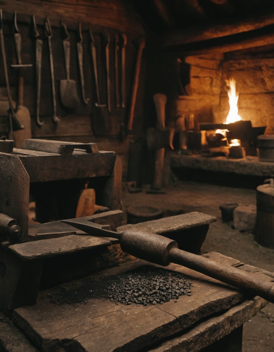 blacksmith, forging, tools, viking age, scandinavia, 800 ad, craftsmanship