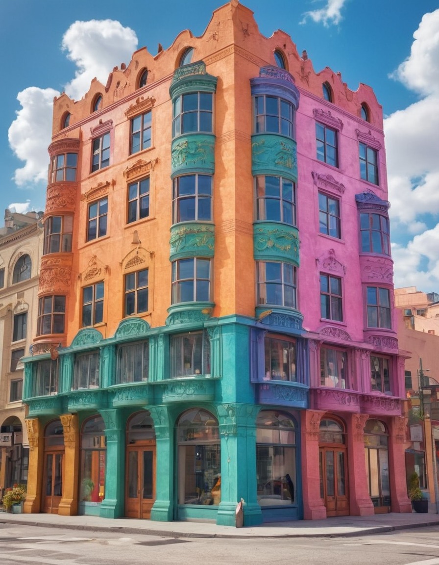 architecture, postmodernism, colorful, eclectic, building facade