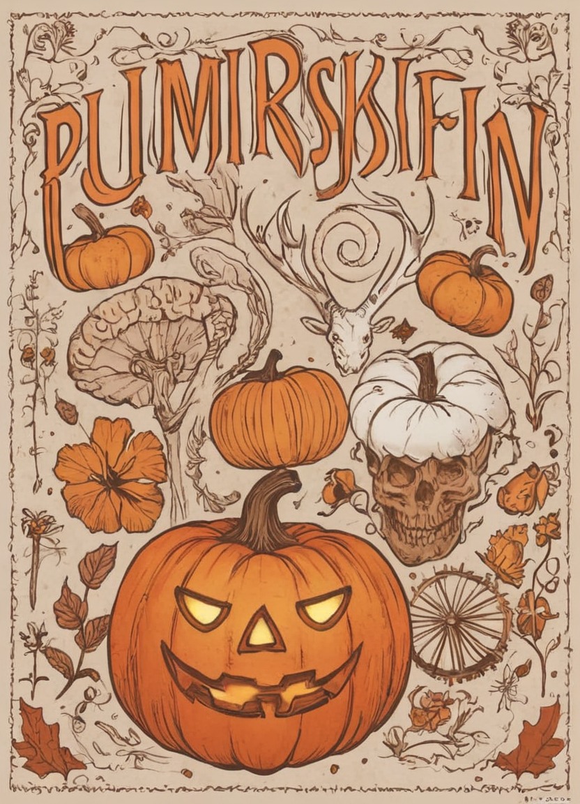 vintage, spooky, halloween, illustrator, dreamup, pumpkinspice, ai_art