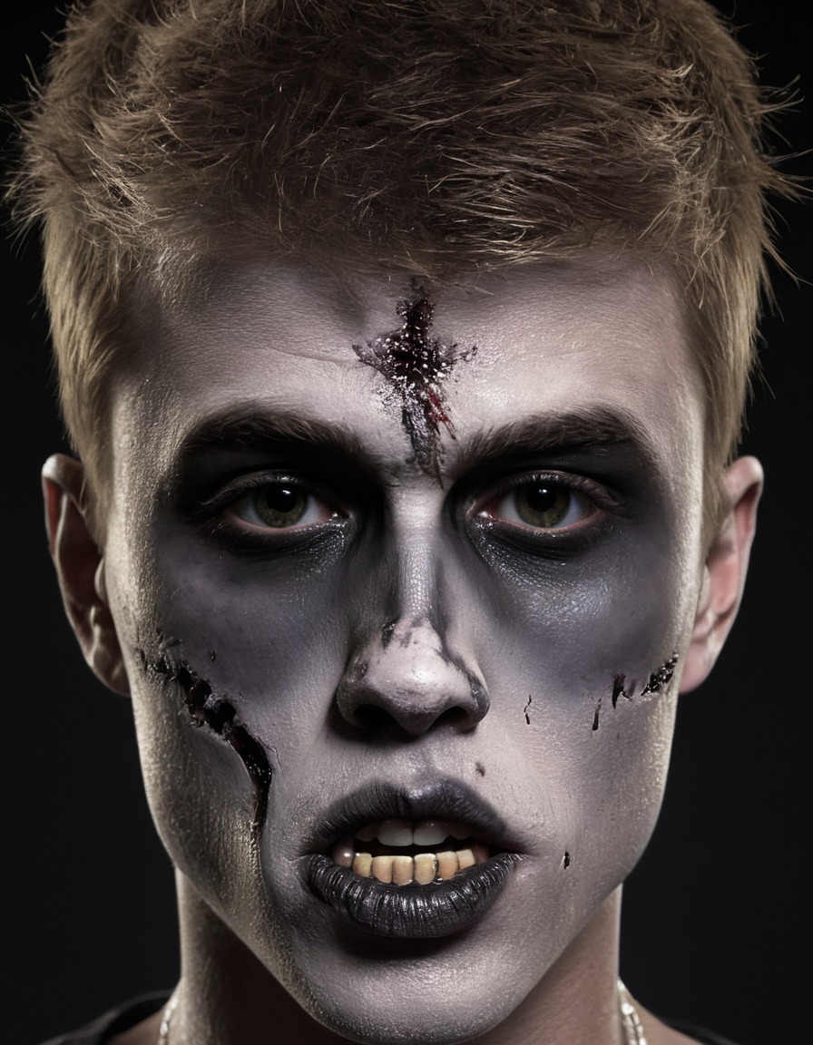 justin bieber, zombie, horror, transformation., celebrities