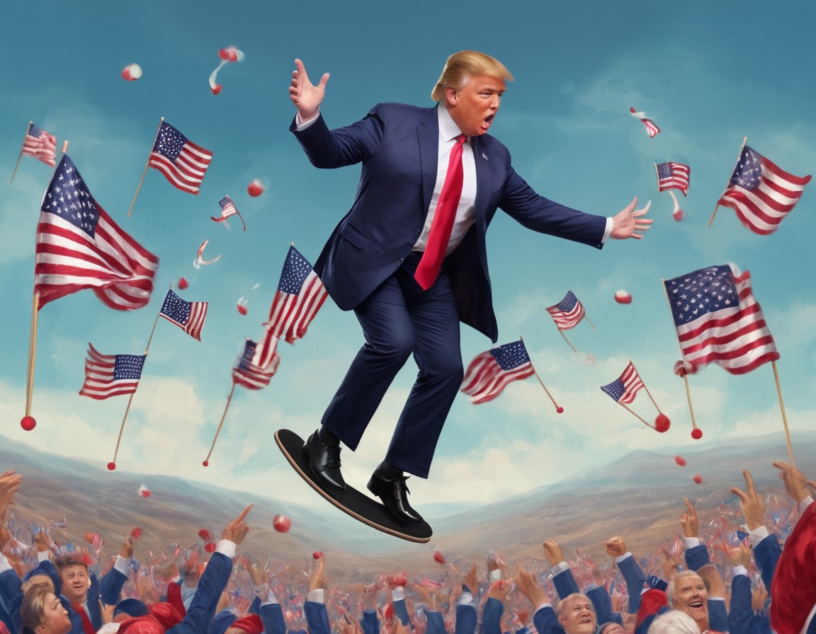 donald trump, unicycle, juggling, american flags, performance, trump, donaldtrump