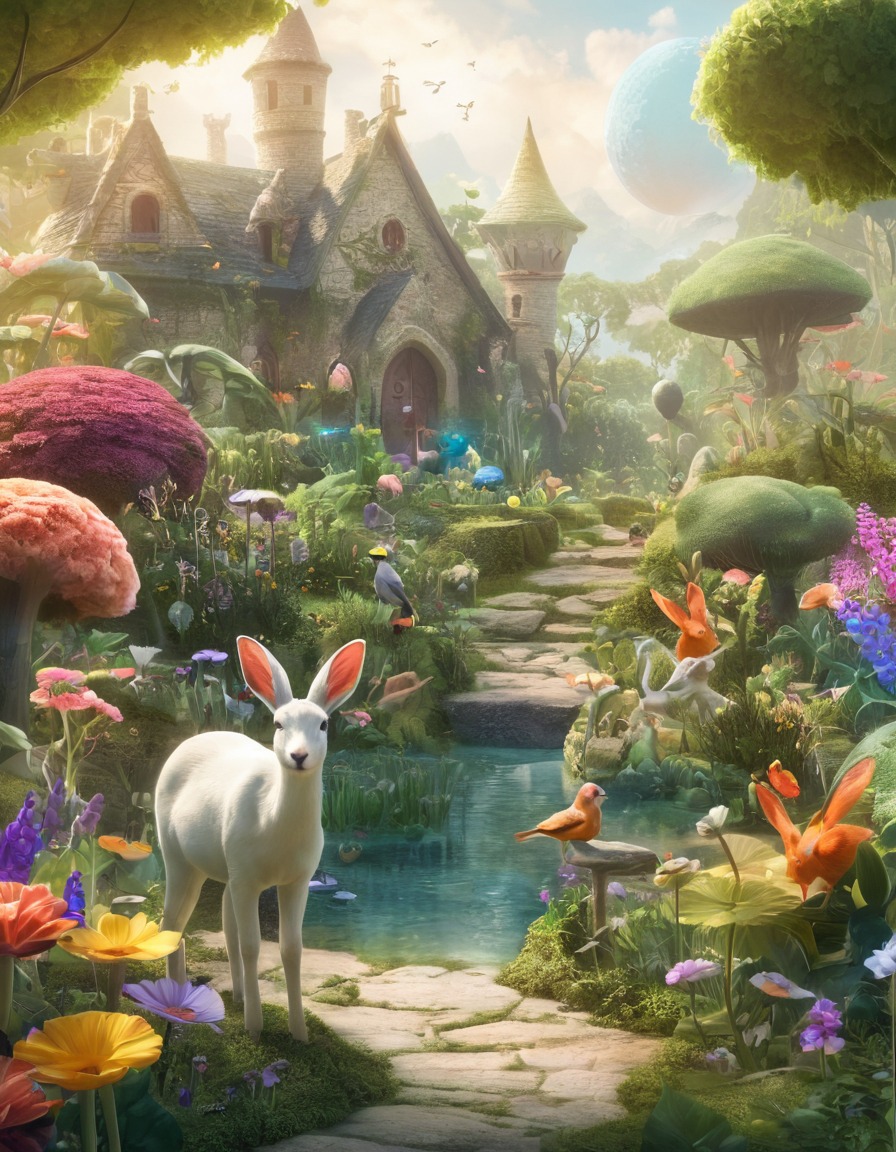 fantasy, magical, garden, talking animals, plants