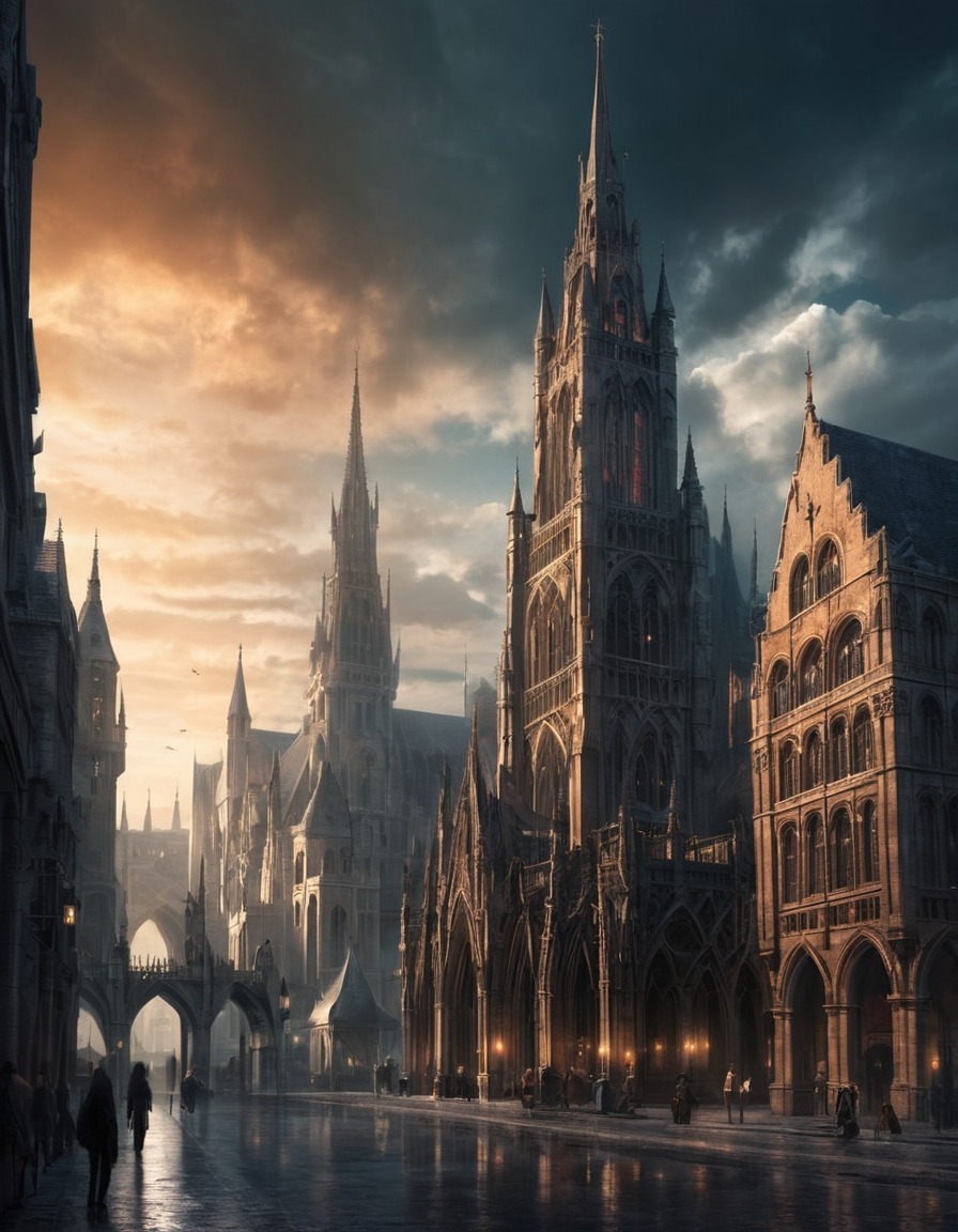 architecture, cityscape, gothic, buildings, urban landscape