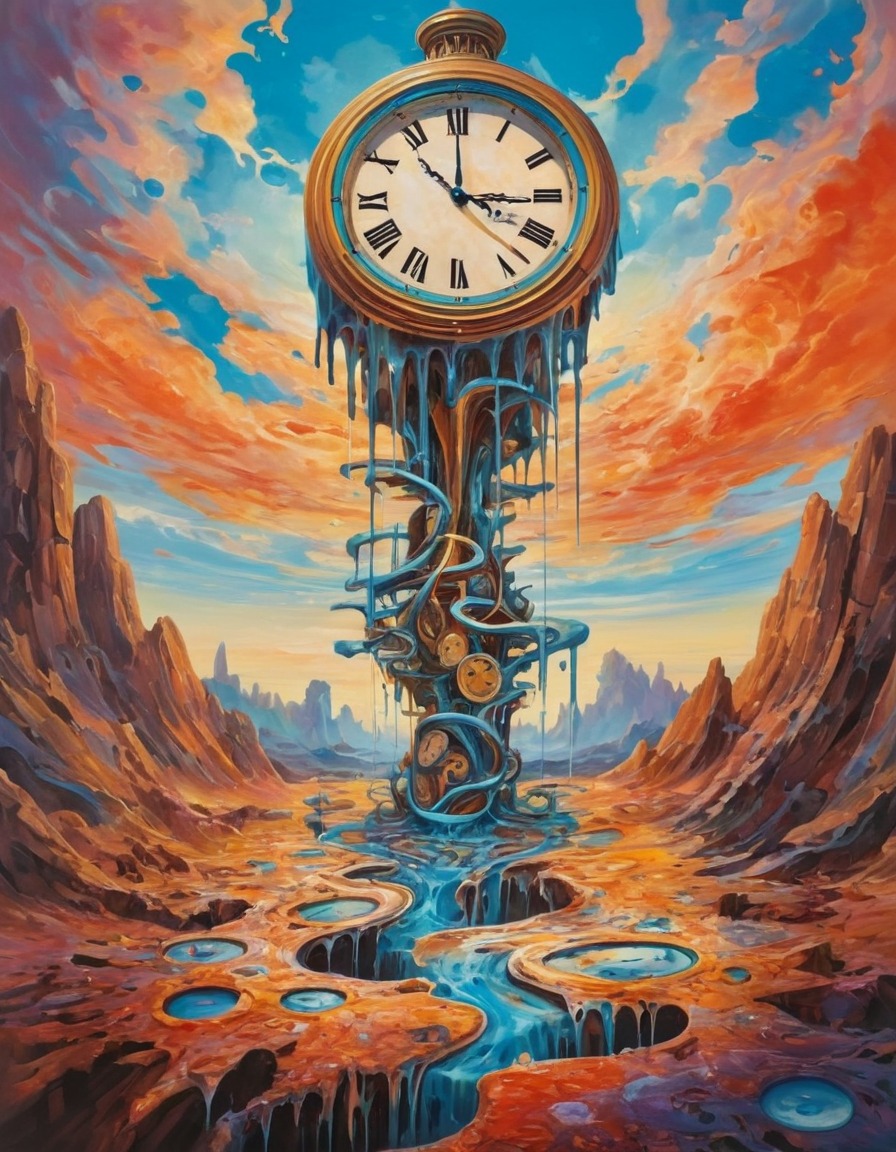 clock, melting, surreal, time, art