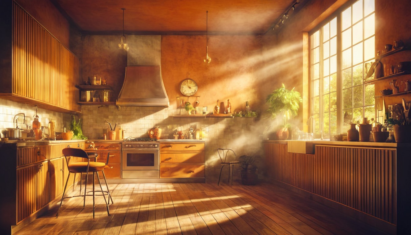 architecture, conceptart, burntorange, designconcept, kitchen, midcentury, nostalgia