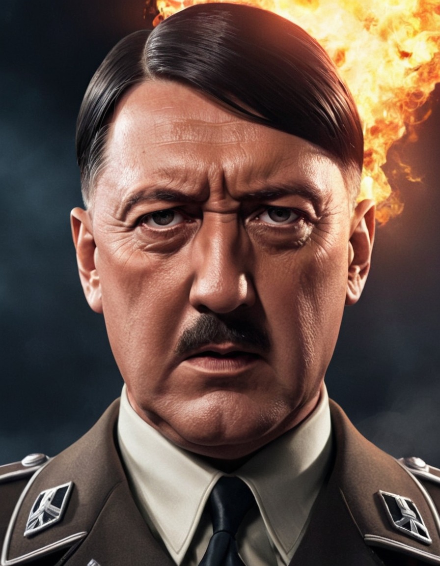 portrait, adolf hitler, dictator, nazi, sinister, evil, world war ii, anime