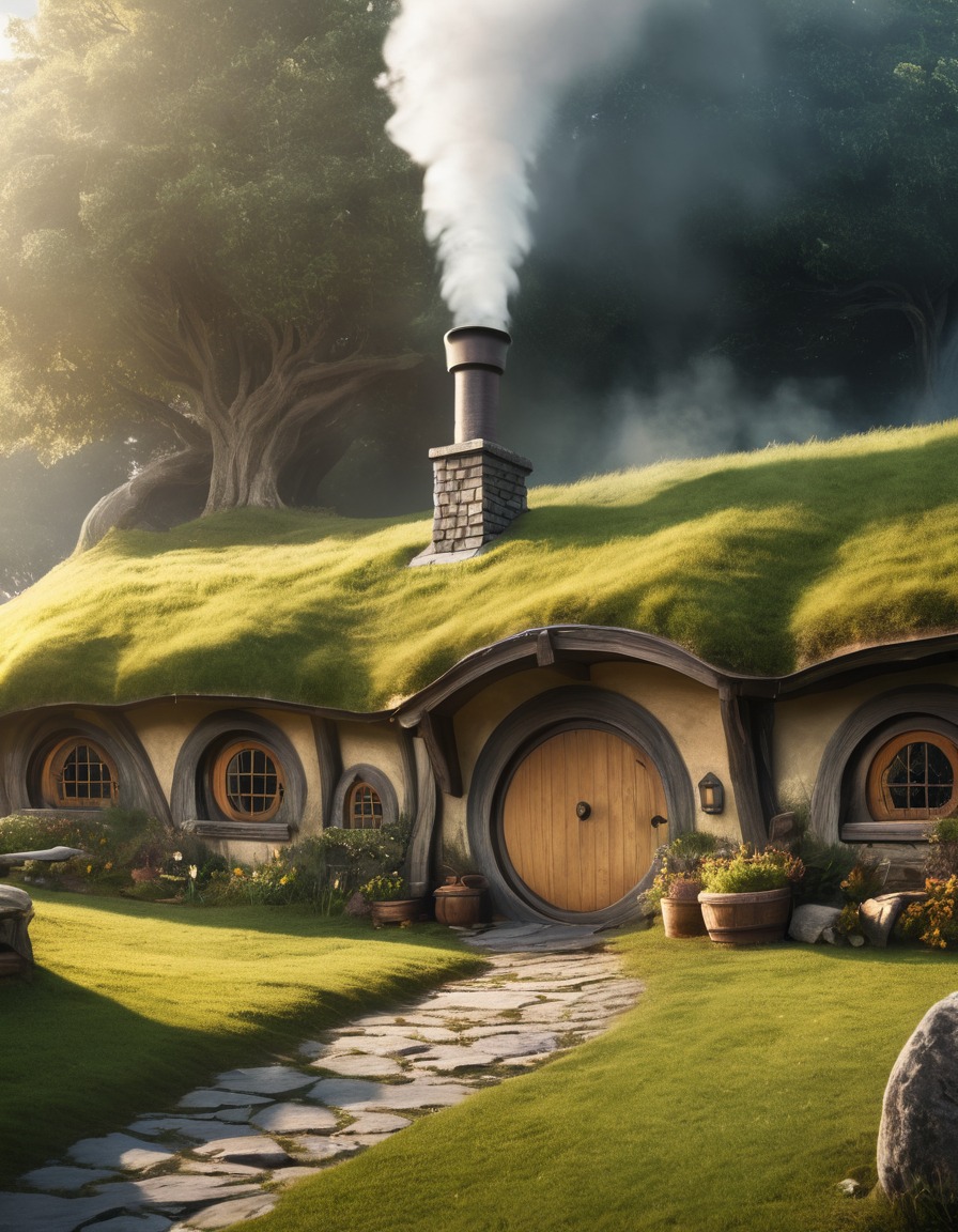 fantasy, hobbit, home, peaceful, countryside, john tolkien, tolkien