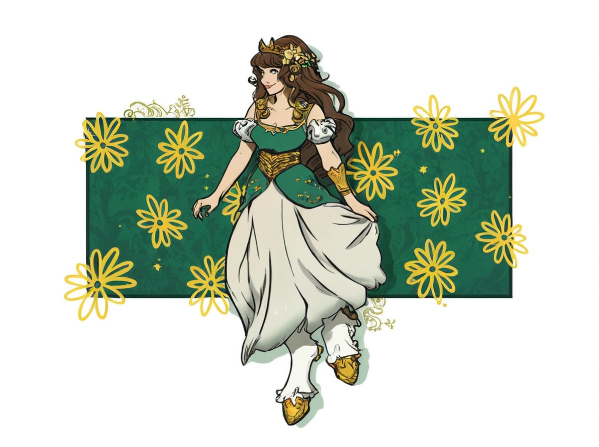 digitalart, characterdesign, originalcharacter, characterillustration, artfight, fantasycharacter, dress, digitalpainting, dnd, fantasyart, fantasycreature, faun, flowers, pokelobo, cottagecore, artfight2024, teamseafoam, cossetlings