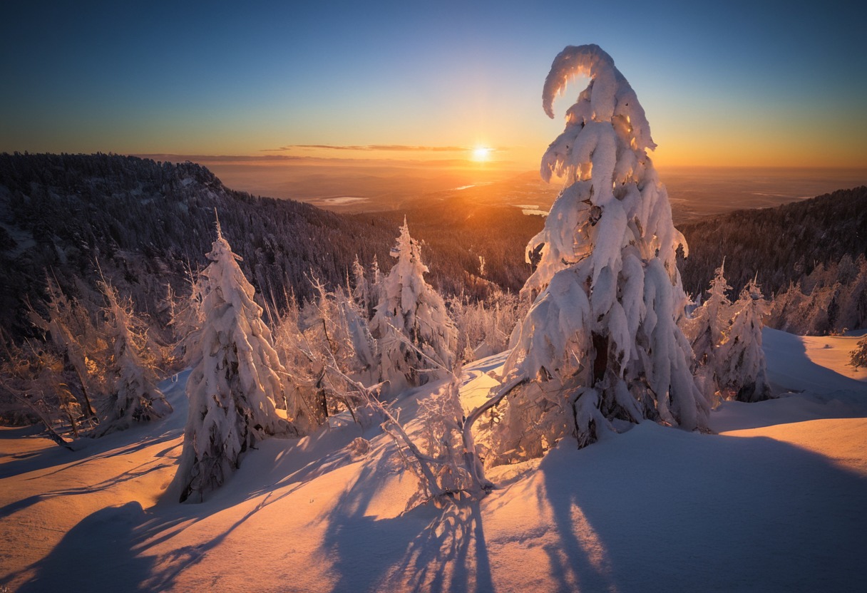 auvergne, chaine, cold, courty, florent, france, landscape, photography, puys, snow, snowy, sun, sunset, trees, warm, winter, puydedome, puydejumes